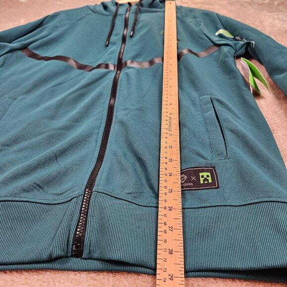 NWT Point Zero x Minecraft Hoodie Green Long Sleeve Full Zip Sweatshirt Men's M - Picture 4 of 13